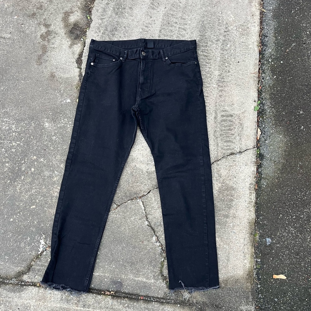 Slim Raw Hem Black Jeans